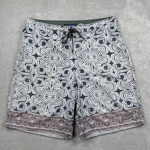 Patagonia Pataloha Board Shorts Mens 35 Gray Geometric Print Swim Surf Beach